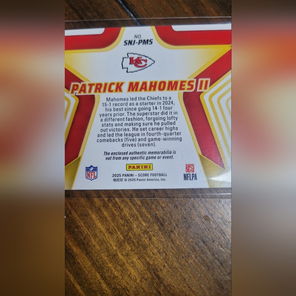 NFL Stars Patrick Mahomes II Trading Card Jersey/Memorabilla Kansas City Chiefs - Picture 15 of 16